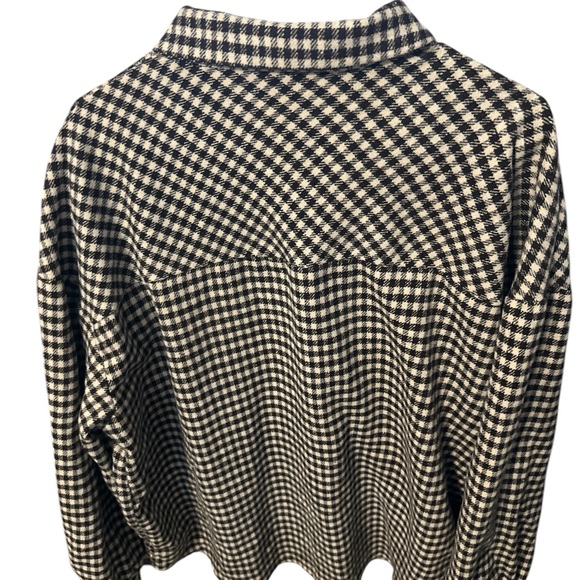 SHEIN cream and brown checkered button down thick long sleeve with pockets 2x - Picture 2 of 5